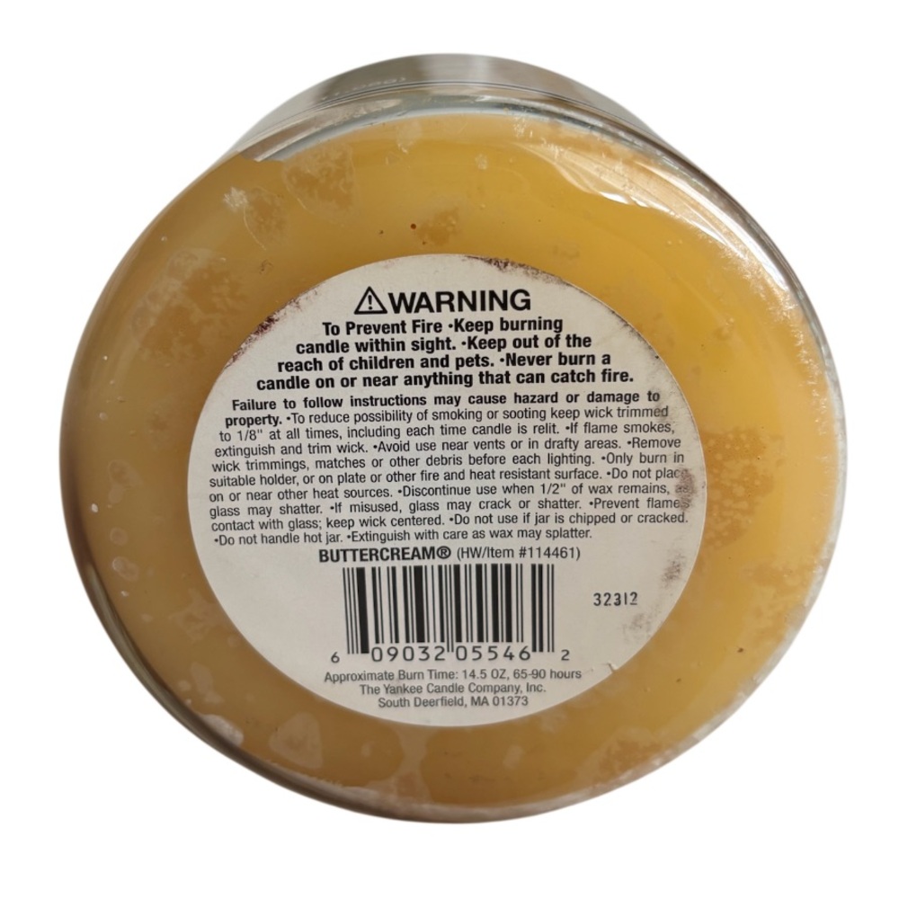 Yankee Candle Jar Buttercream Rare Vintage Black Band Cream Off White 14.5 Oz - Picture 10 of 16